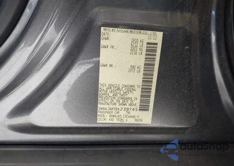 2014 Nissan Altima 2.5 S from USA, damaged, VIN 1N4AL3AP3EN239745